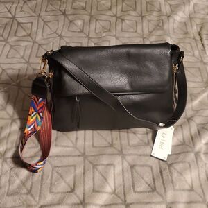 Le Miel black Hobo Handbag Unique Foldover Design Hobo Handbag Vegan